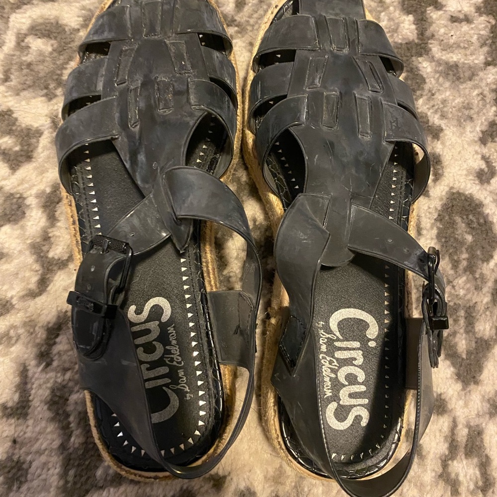 Sam Edelman black jelly platform sandals. Womens size 8.